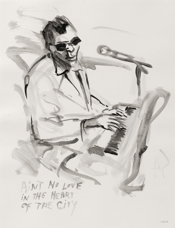 Image 1 of Oil sketch in frame 'Ain't no love' Sef Berkers