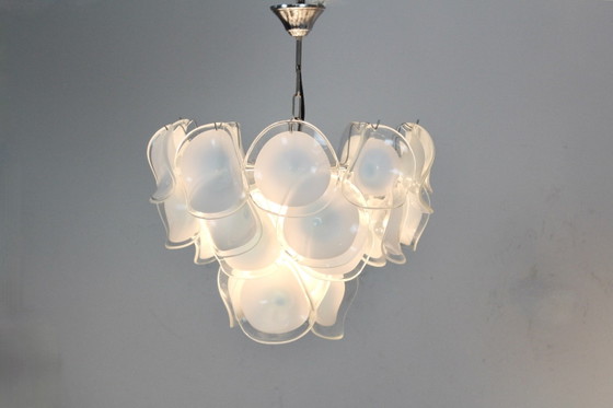 Vistosi Chandelier in White Handblown Murano Glass, Italy (photo 10 of 12)