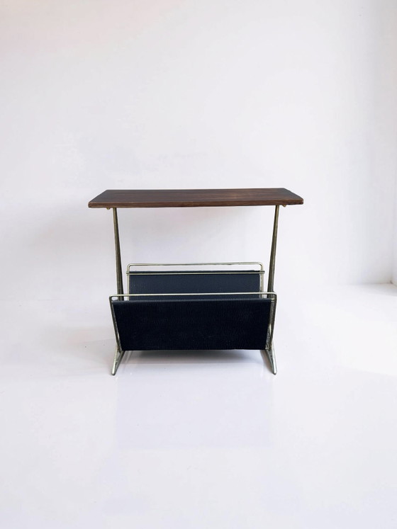 Image 1 of Vintage side table with magazine rack