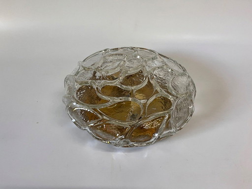 Space age Hillebrand ceiling lamp clear glass gold fixture