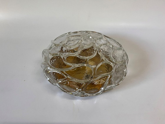 Image 1 of Lampada da soffitto Hillebrand, in vetro chiaro e oro, dell'era spaziale