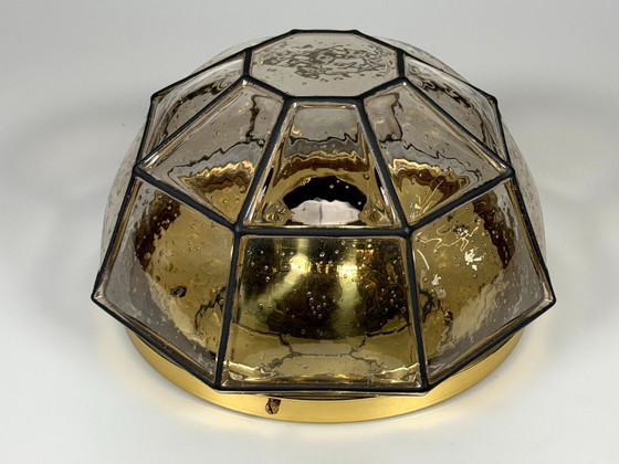 Image 1 of 1960s/70s ceiling lamp, Glashütte Limburg, Germany, Plafoniere, glass & metal