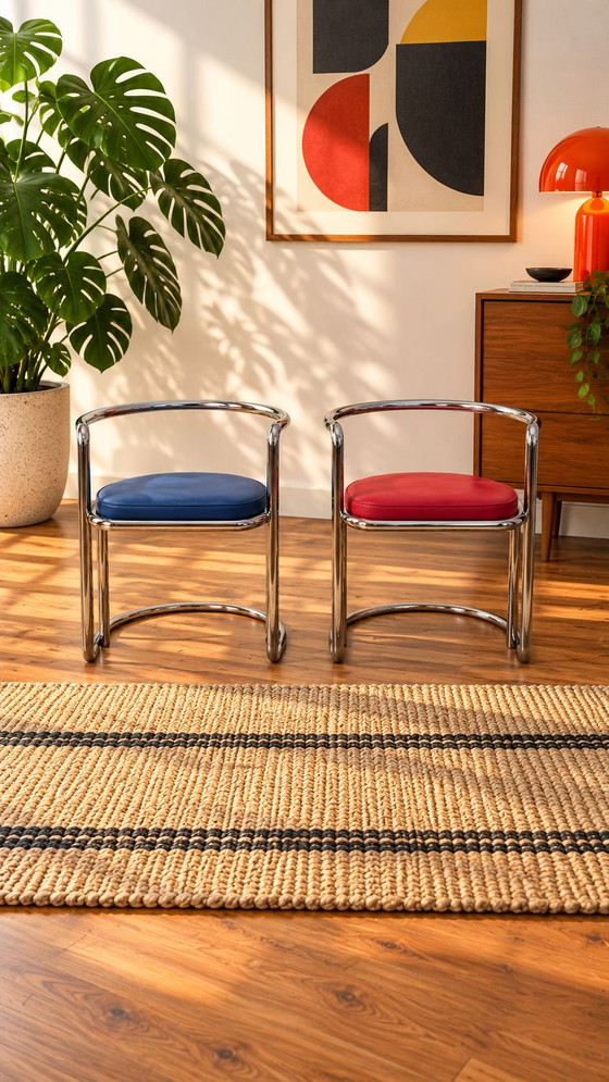 Salon Bauhaus vintage, Fauteuils, Verre, Chrome, Noir (photo 6 sur 14)