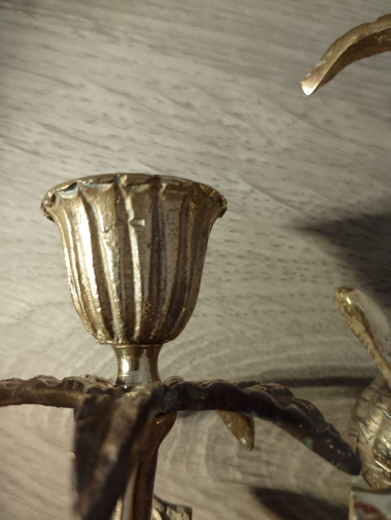 Image 1 of Een paar massief bronzen kandelaars met nimfenmotief, Franse kunst, 19e eeuw, periode Napoleon III.
