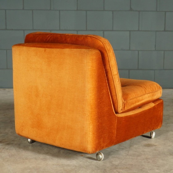 Image 1 of Gruppo di sedute modulari di metà secolo - velour arancione - anni '70
