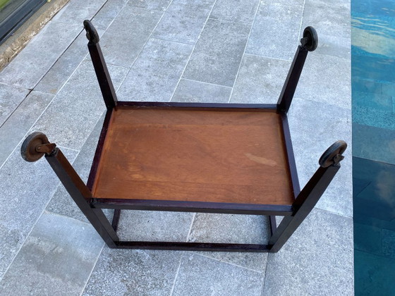 Image 1 of Bar serving trolley with castors 1 removable tray art deco 1930