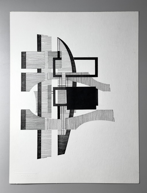 Eugène Eechaut (1928–2019) — Composition abstraite géométrique, 1981