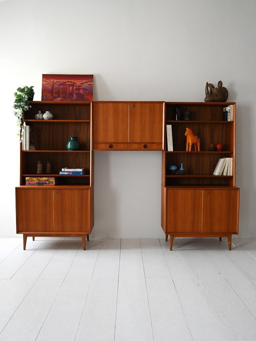 1960er Jahre skandinavisches modulares Regalsystem aus Teakholz