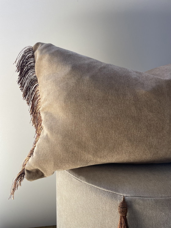 Image 1 of Handmade decorative cushion with fringes