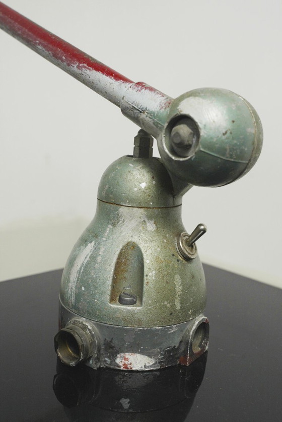 Image 1 of Vintage 1950s Jieldé Lamp Standard Industrial Wall Light, Two-Arm Early Model Riveted Label, French Factory Workshop Patina, 195
