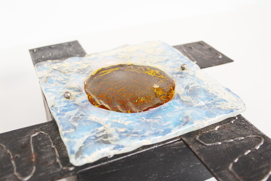 Image 1 of 2x Brutalistischer Wandleuchter aus Glas aus den 1960er Jahren von Tom Ahlström und Hans Ehrlich