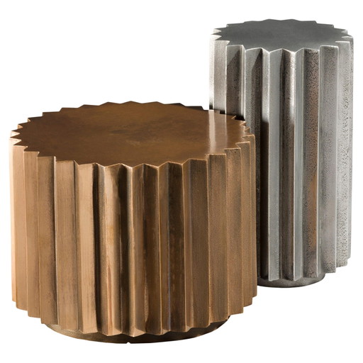 Brutalist Silvered Bronze Table Set by Morbelli, Italy, 1970s
