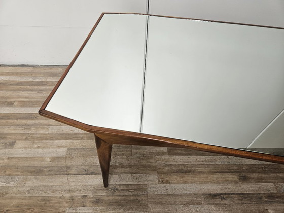 1950s wooden dining table with mirrored top (photo 4 of 15)