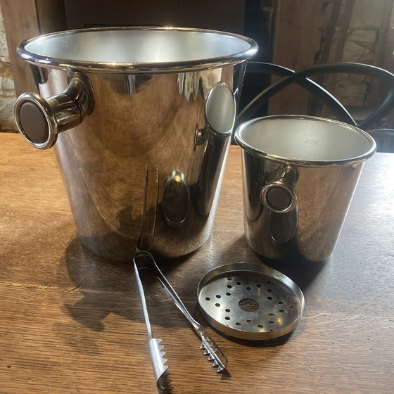 Image 1 of Cubitera/enfriador de vino/champán Alessi E. Sottsass + Cubitera para hielo y pinzas