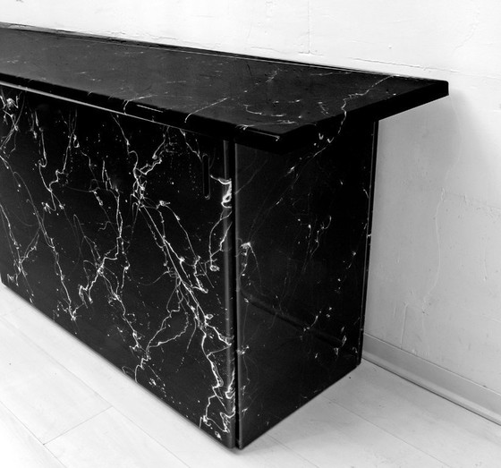 Image 1 of Marquina Schwarzer Marmorlack Italienisches Postmodernes Sideboard, 1980er Jahre