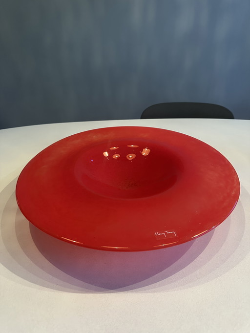Henry Dean red glass design bowl