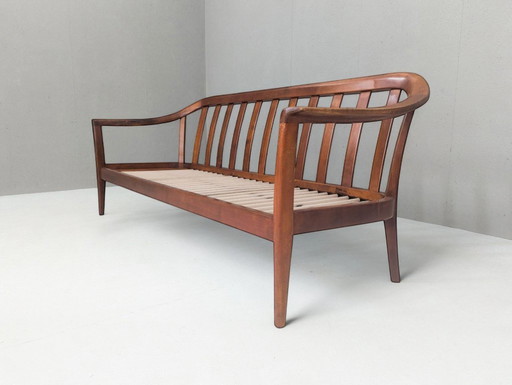 Wilhelm Knoll Mid-Century Cherry Wood Sofa, Germany, 1960s