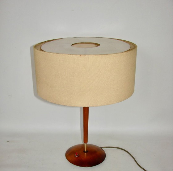 Image 1 of Lampada da tavolo vintage danese degli anni '60: legno, metallo, plastica