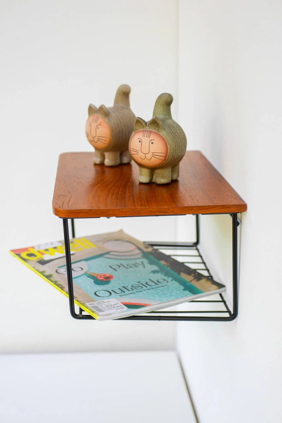 Vintage Zwevend Wandrek, Teak String Rack Jaren 60 Design – Scandinavian (photo 9 of 15)