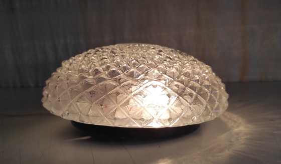 Image 1 of Diamond-point glass ceiling or wall light - mid-20th century