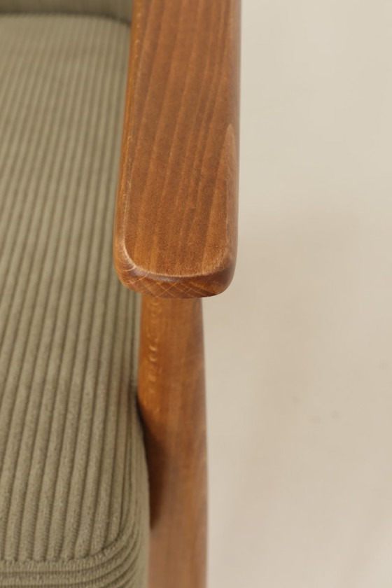 Image 1 of Vintage fauteuil in kakigroen corduroy-design van H.Lis