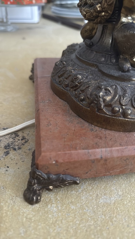 Image 1 of Lampen voet marmer koper