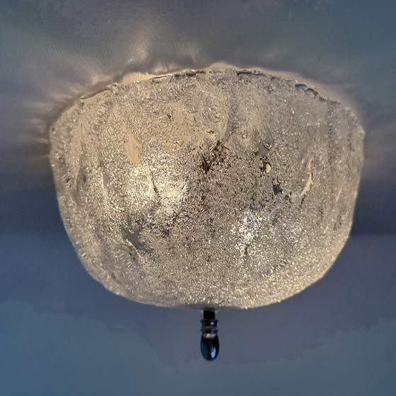 Image 1 of Vintage matglazen plafondlamp , jaren 1970