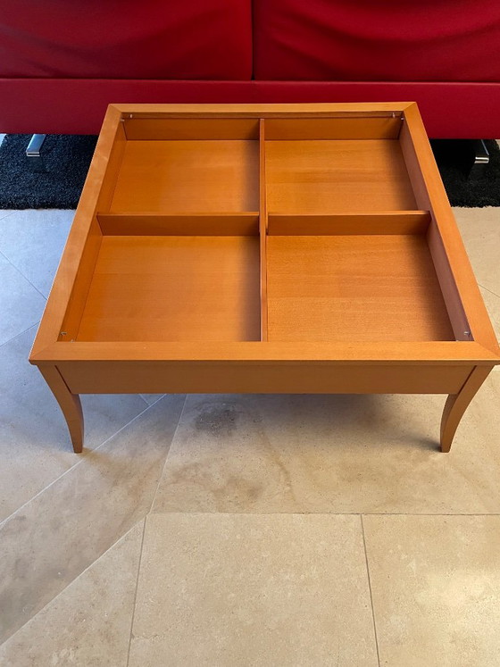 Table d'appoint en bois de cerisier, Tables basses, Verre, Marron (photo 3 sur 5)