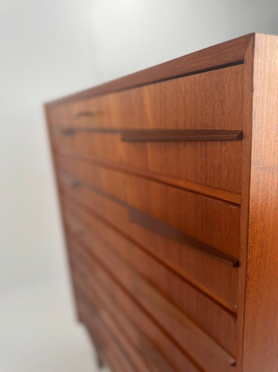 Cómoda de teca de G.J. Møbler, Dinamarca, c. 1960s, Madera, Metal, Marrón, Mid Century Modern (foto 11 de 11)