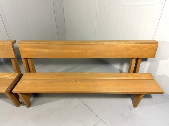Image 1 of XL Modernist solid beech wood bench 1960s