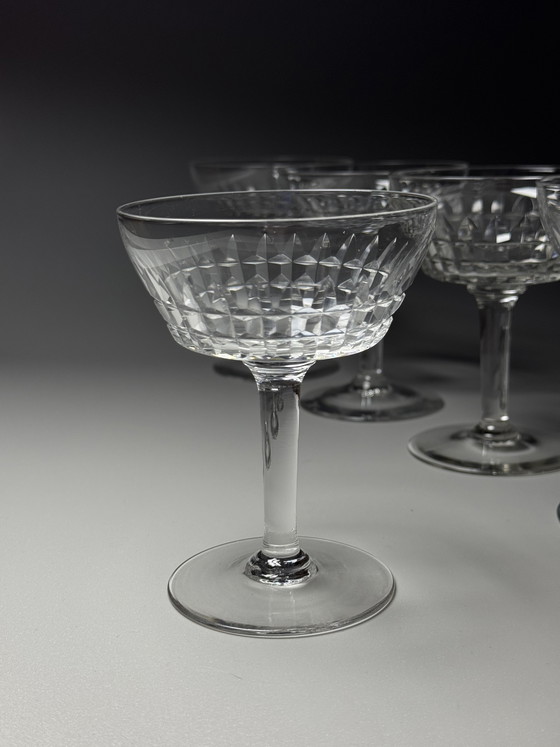 Image 1 of Set van 6 kristallen champagne-/cocktailcoupes – Service Mery Val Saint Lambert · Art Deco