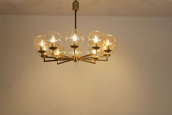 Lustre en laiton et verre, Kaiser Leuchten, Hollywood Regency (photo 8 sur 11)