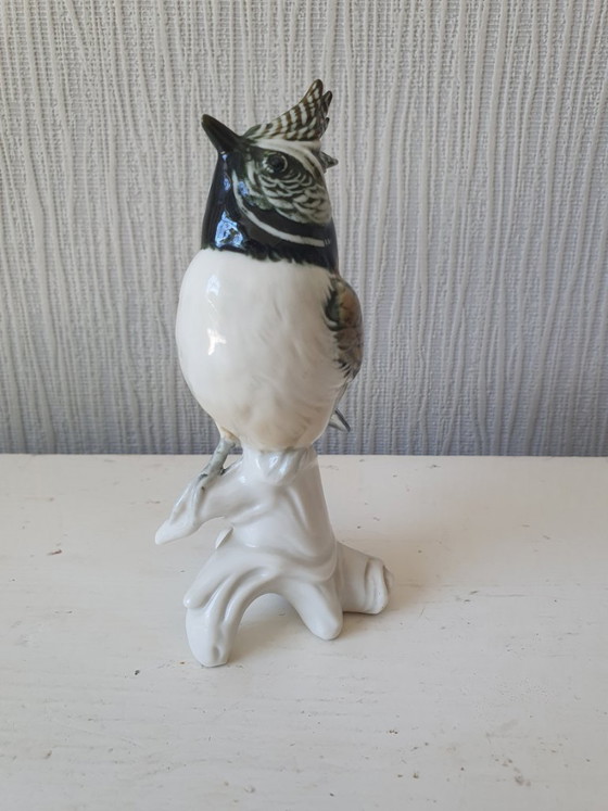 Image 1 of Uccellino in porcellana di Karl Ens – cincia dal ciuffo – dipinto a mano