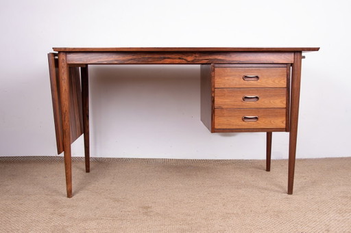Escritorio extensible danés en palisandro y latón, modelo OS 51, diseñado por Arne Vodder para Sibast en 1960.