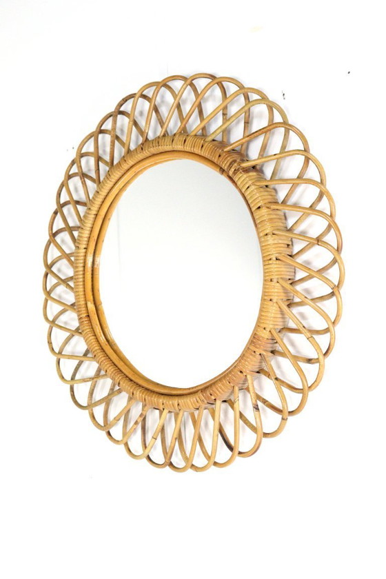Image 1 of Franco Albini vintage rattan mirror