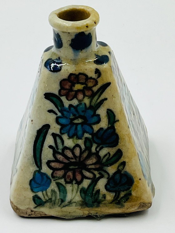 Image 1 of Antique Persian Ceramic Flask, Qajar Period, Islamic Art, 19th Century
