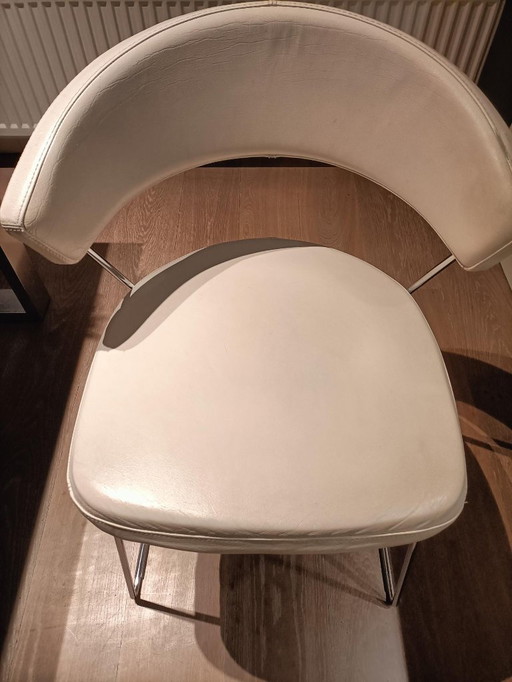 Dining room chair, 4x, Calligaris, leather. Metal base.