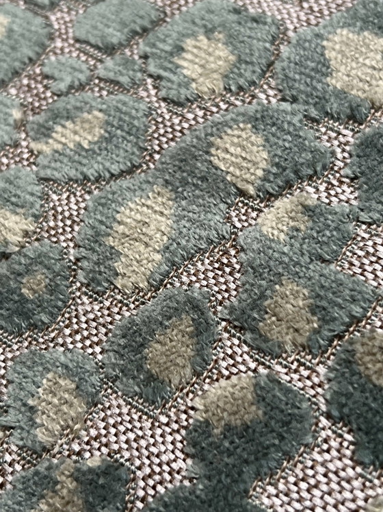 4 vintage chairs leopard print green newly upholstered, Dining chairs, Wood, Textile (photo 4 of 8)