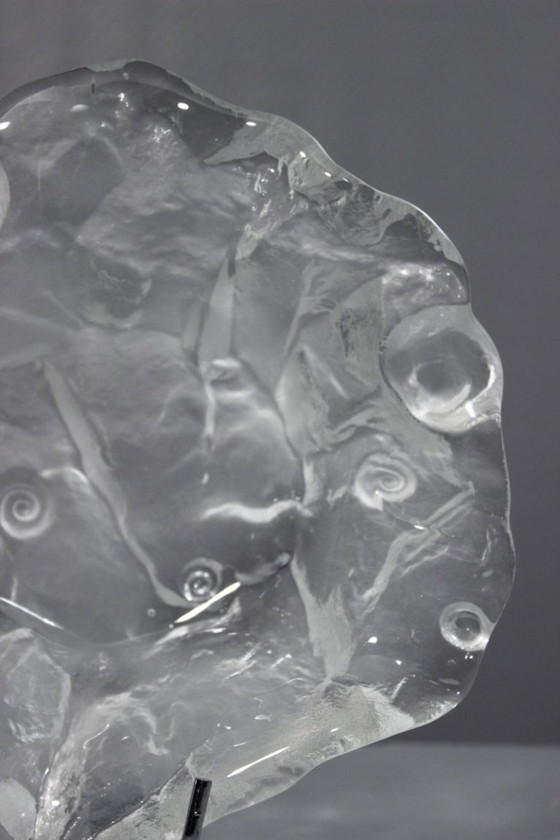 Image 1 of Grote "Fossil" matglazen zakleger ontworpen door Jolanda Prinsen & Walther Glas