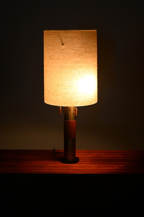 Image 1 of Lampada da tavolo in teak e ottone
