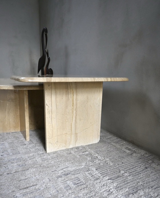 Set of 2 1970s marble coffee tables, Stone, Creme (photo 6 of 13)