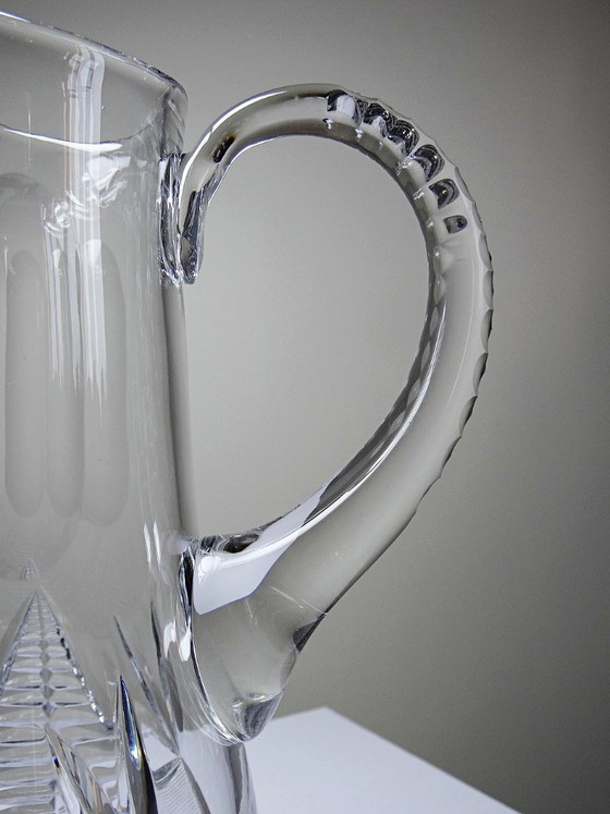 Image 1 of Grand pichet à eau en cristal taillé, cristallières européennes XXe