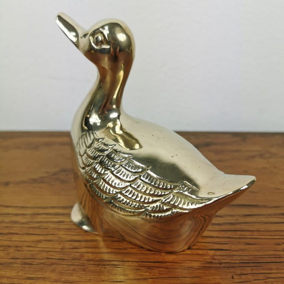 Image 1 of Set aus zwei Messingstatuen zweier Enten. Messingfigur