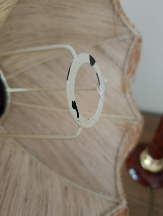 Image 1 of Lampada da soffitto di Robert de Schuytener, paralume vintage a cupola in seta con frange