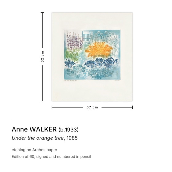 Image 1 of Anne WALKER Sous l'oranger Eau-forte signée 1985