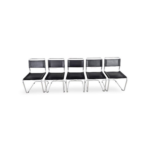 Set of 5 Thonet chairs S33 Mart Stam cantilever Bauhaus black