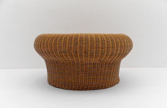 Image 1 of Round coffee table in rattan and glass, 1960s