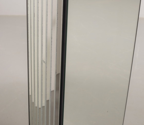 Image 1 of Exclusive Striking Minimalist Handmade Silver Mirror Console Table / Wall Art Object, 1980s