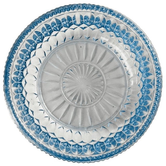 Image 1 of Antica fruttiera in vetro azzurro Art Déco anni '30