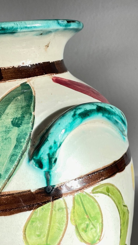 Image 1 of Italian Majolica Vases with Dragon Motif